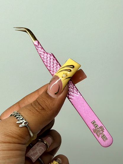 Fiber Tip Slight Curve Tweezers